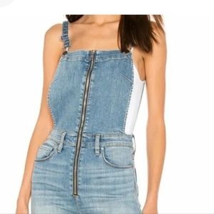 HUDSON CANNON AVALON DENIM ZIP FRONT CROP JEANS OVERALLS JUMPSUIT